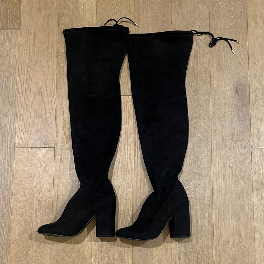 Steve Madden Black Over-the-Knee Block Heel Boots